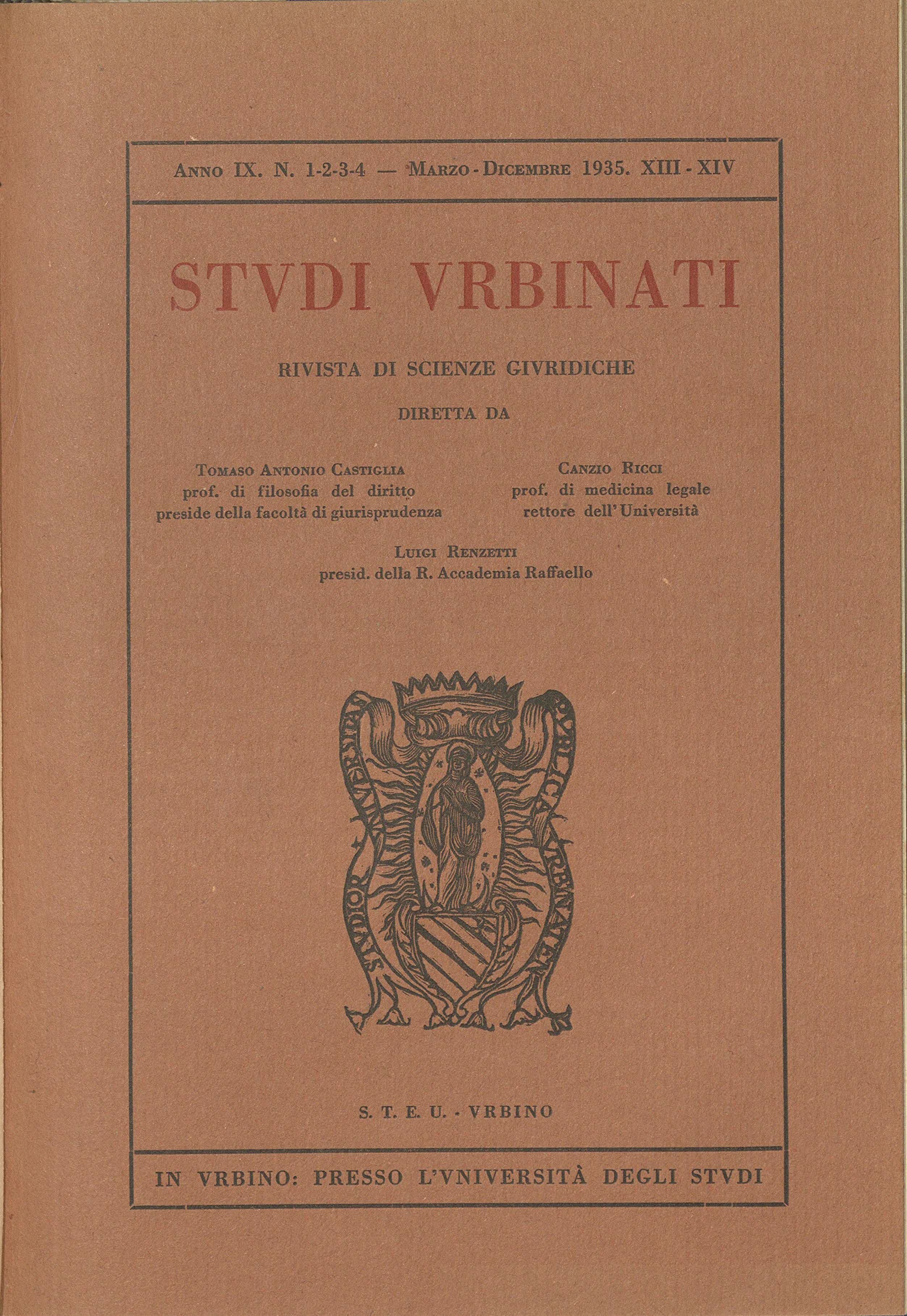 Copertina di Studi urbinati con Stemma al centro
