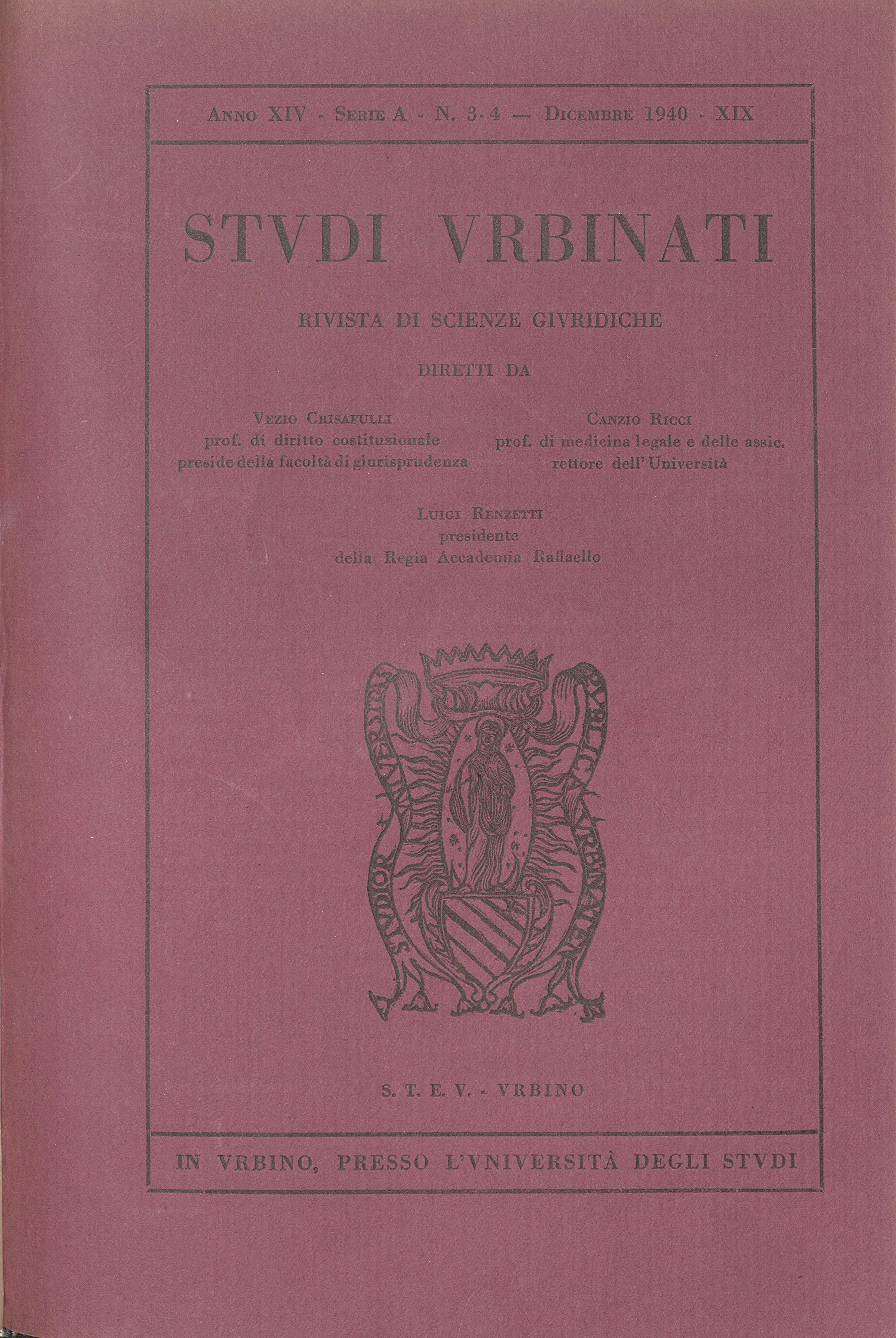 Copertina di Studi urbinati con Stemma al centro