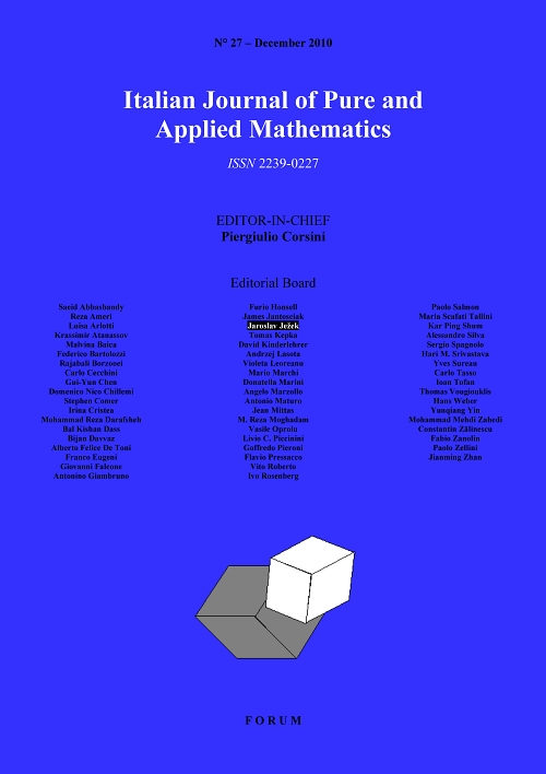 Cover of n°27 Italian Journal of Pure and Applied Mathematics