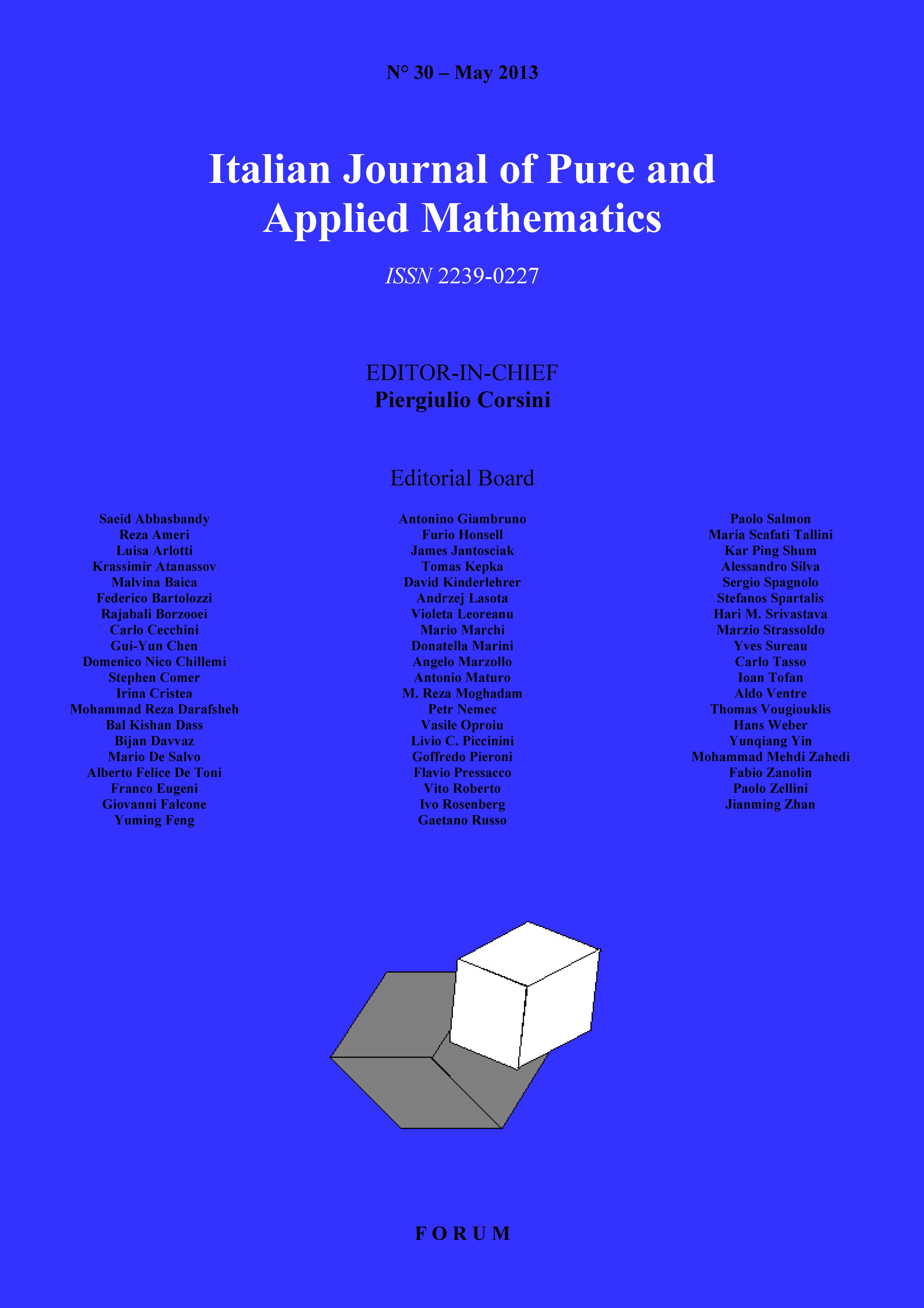 Cover of n°30 Italian Journal of Pure and Applied Mathematics