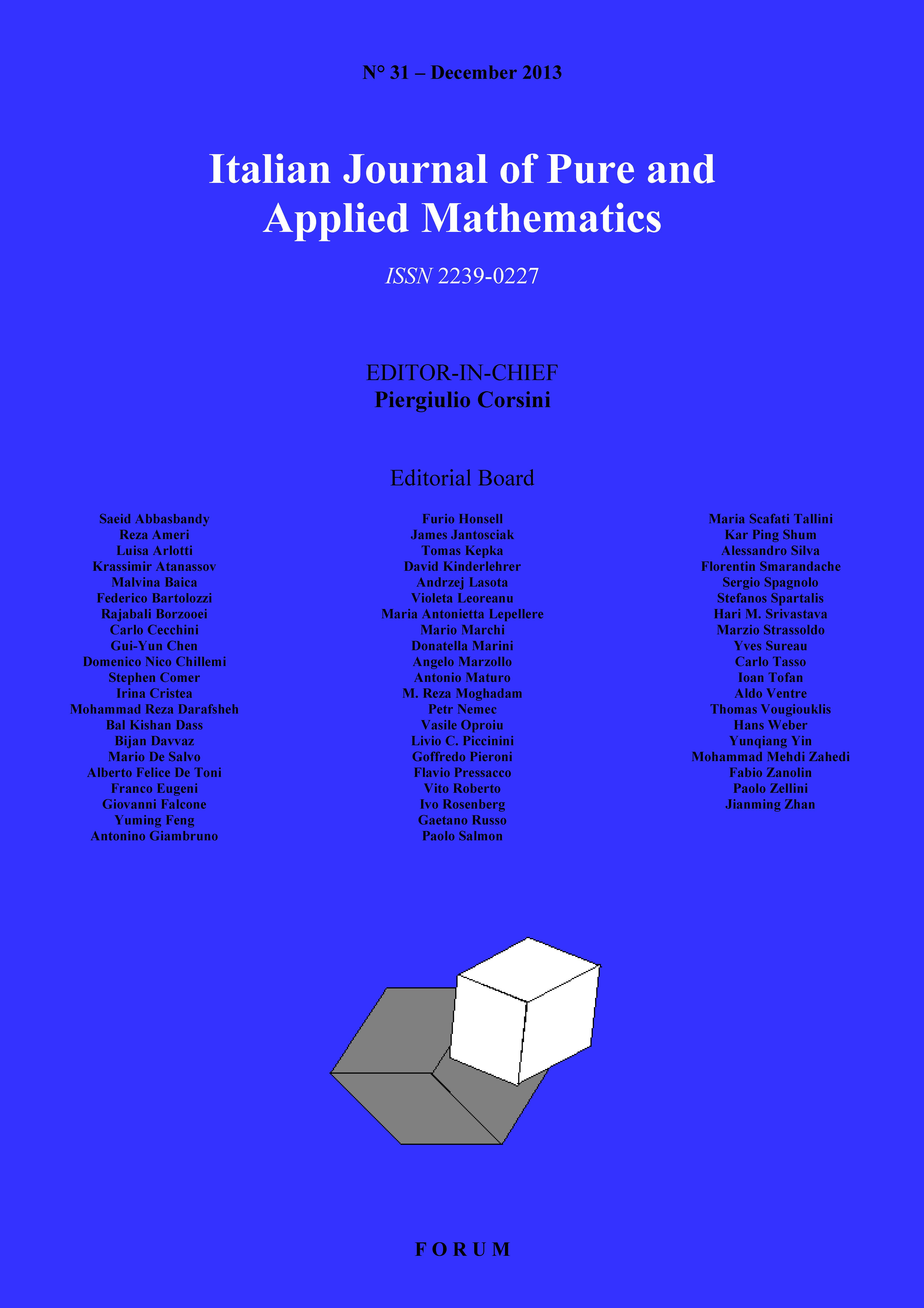 Cover of n°31 Italian Journal of Pure and Applied Mathematics