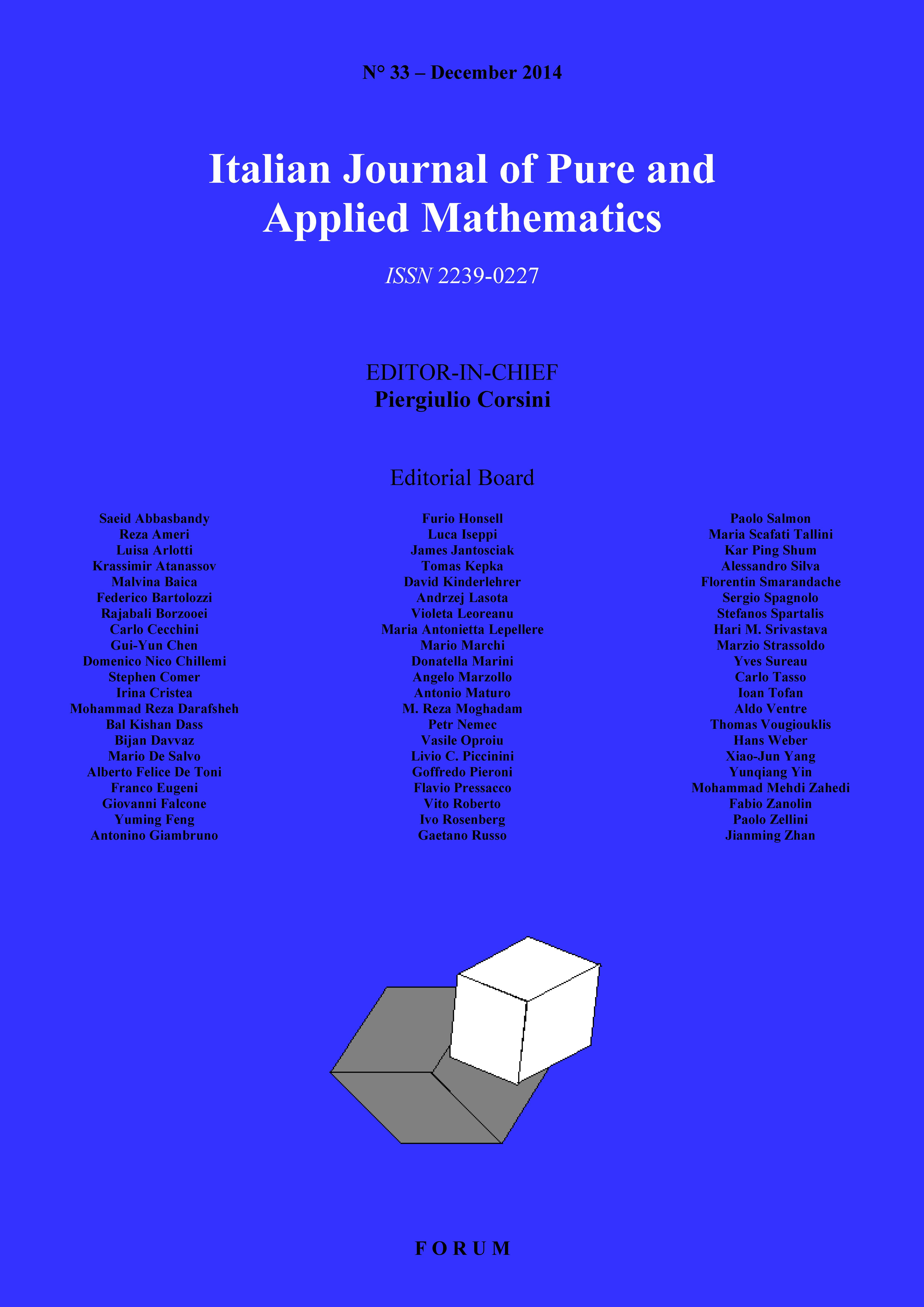 Cover of n°33 Italian Journal of Pure and Applied Mathematics