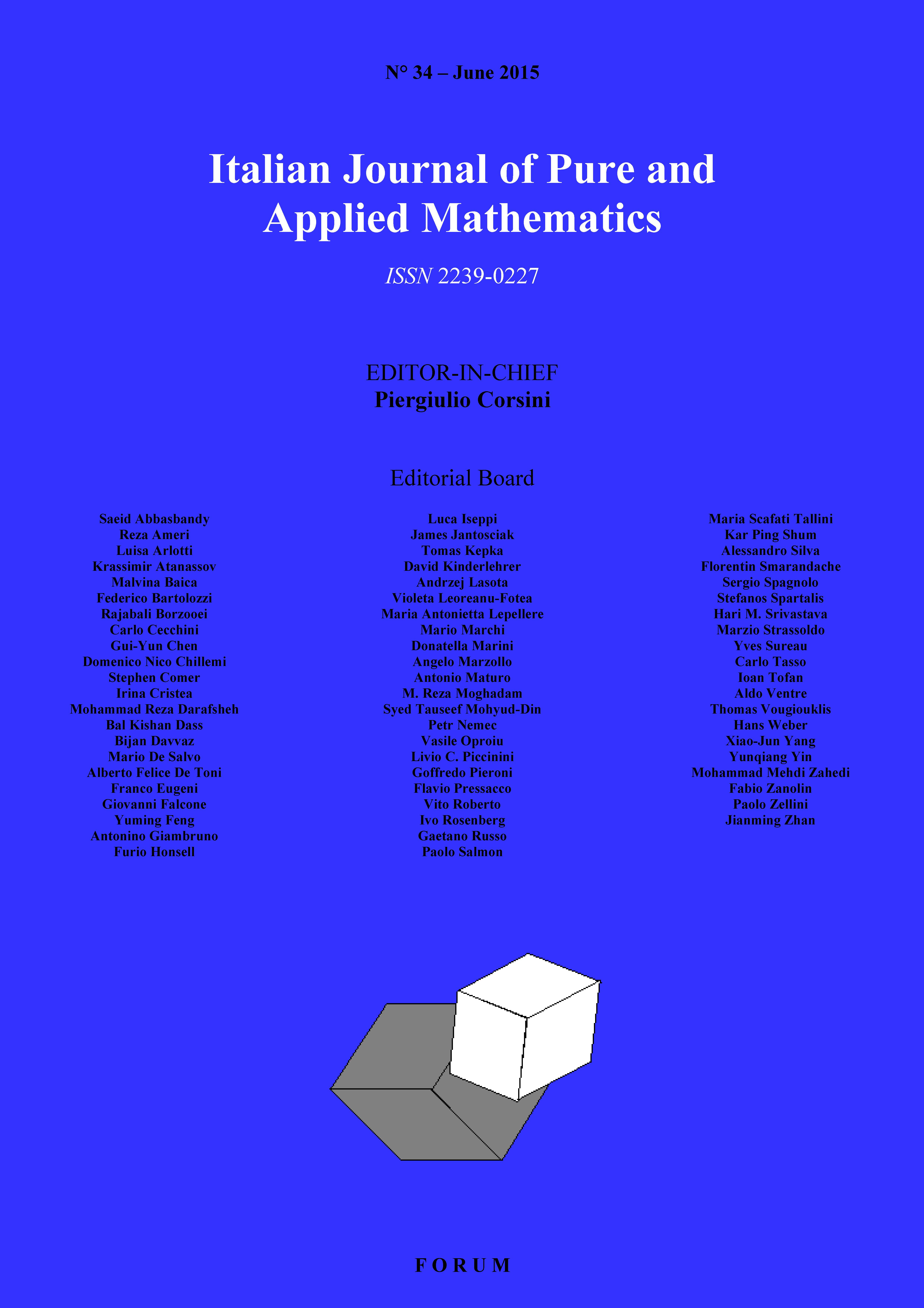 Cover of n°34 Italian Journal of Pure and Applied Mathematics