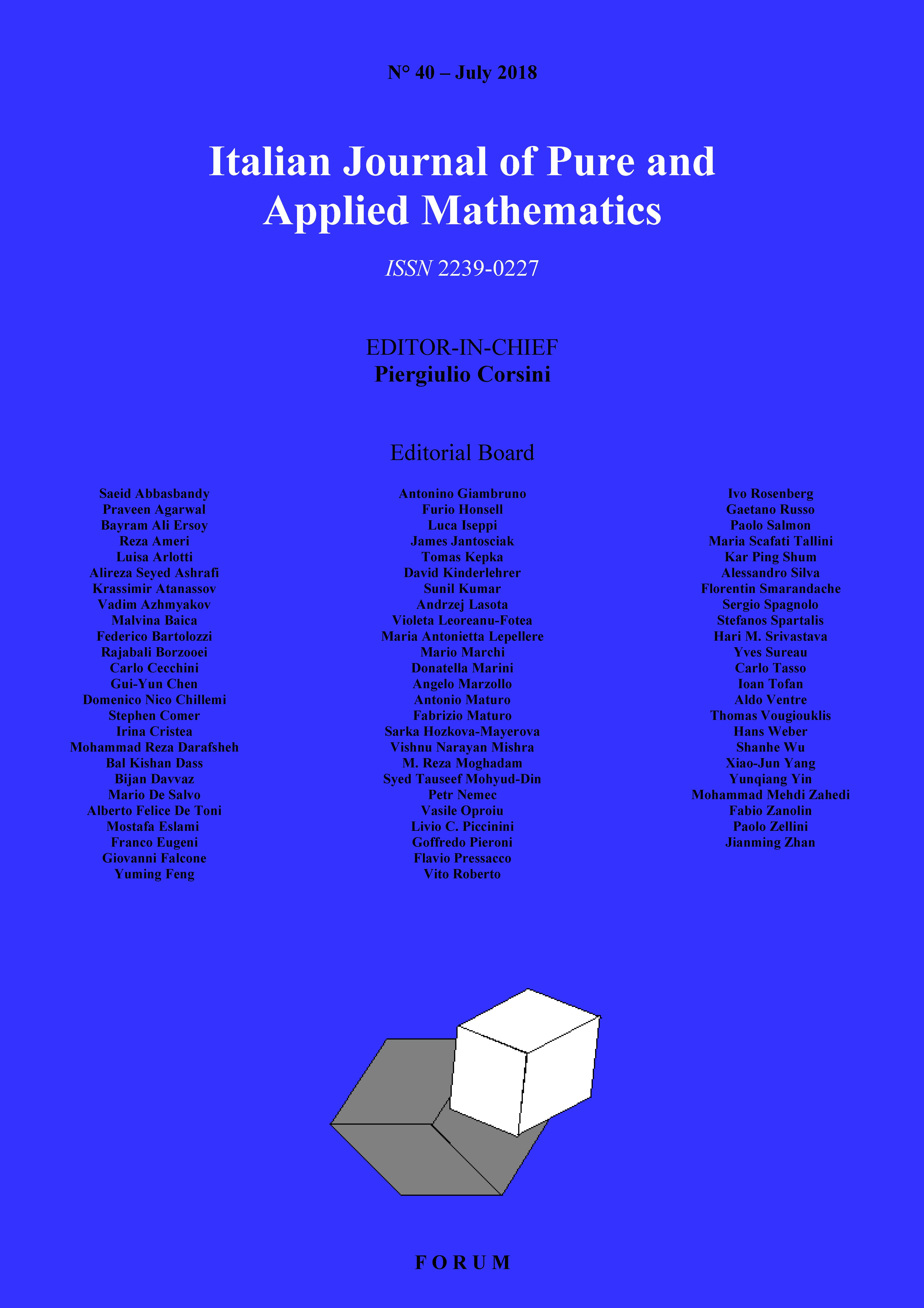 Cover of n°40 Italian Journal of Pure and Applied Mathematics