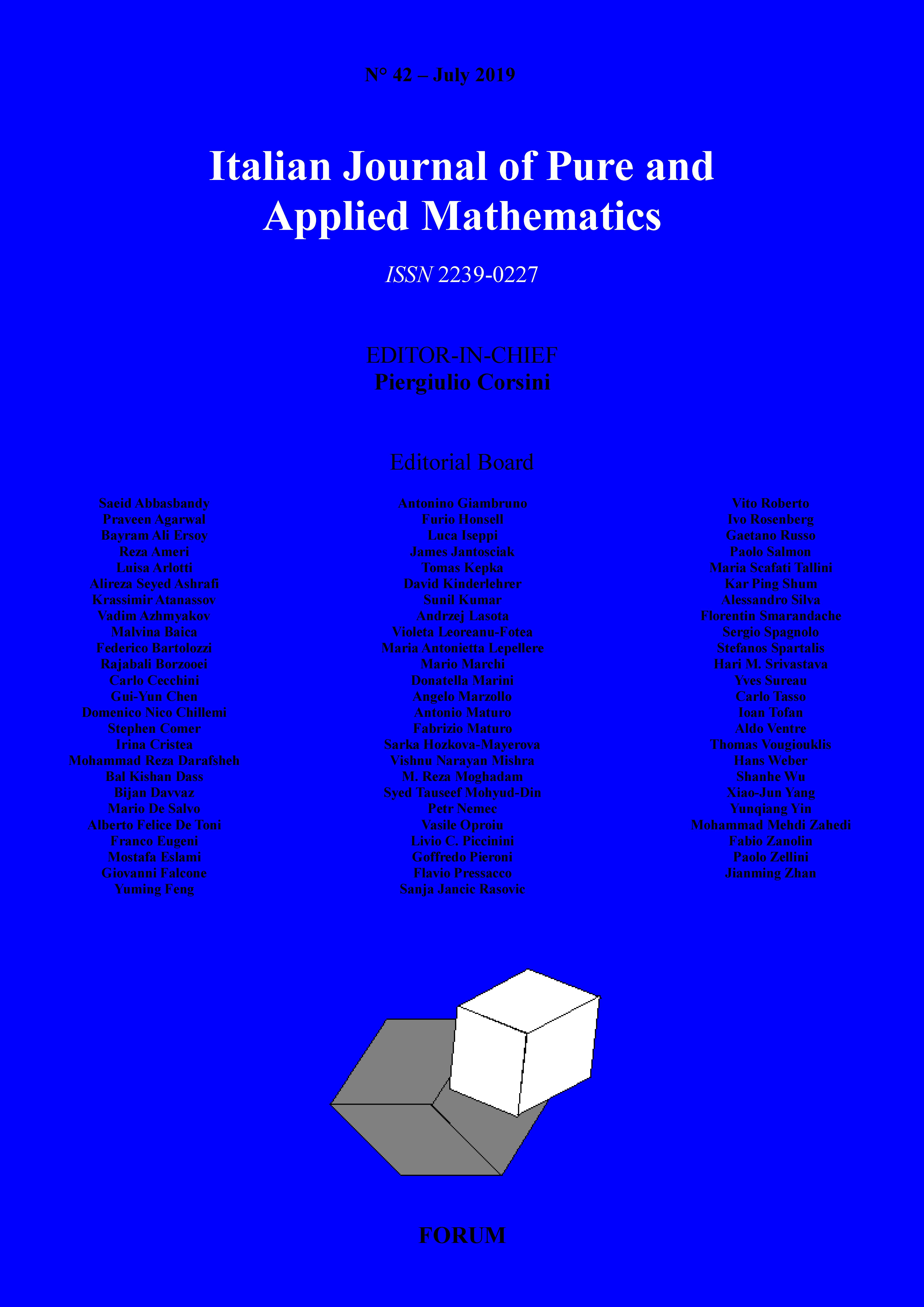 Cover of n°42 Italian Journal of Pure and Applied Mathematics