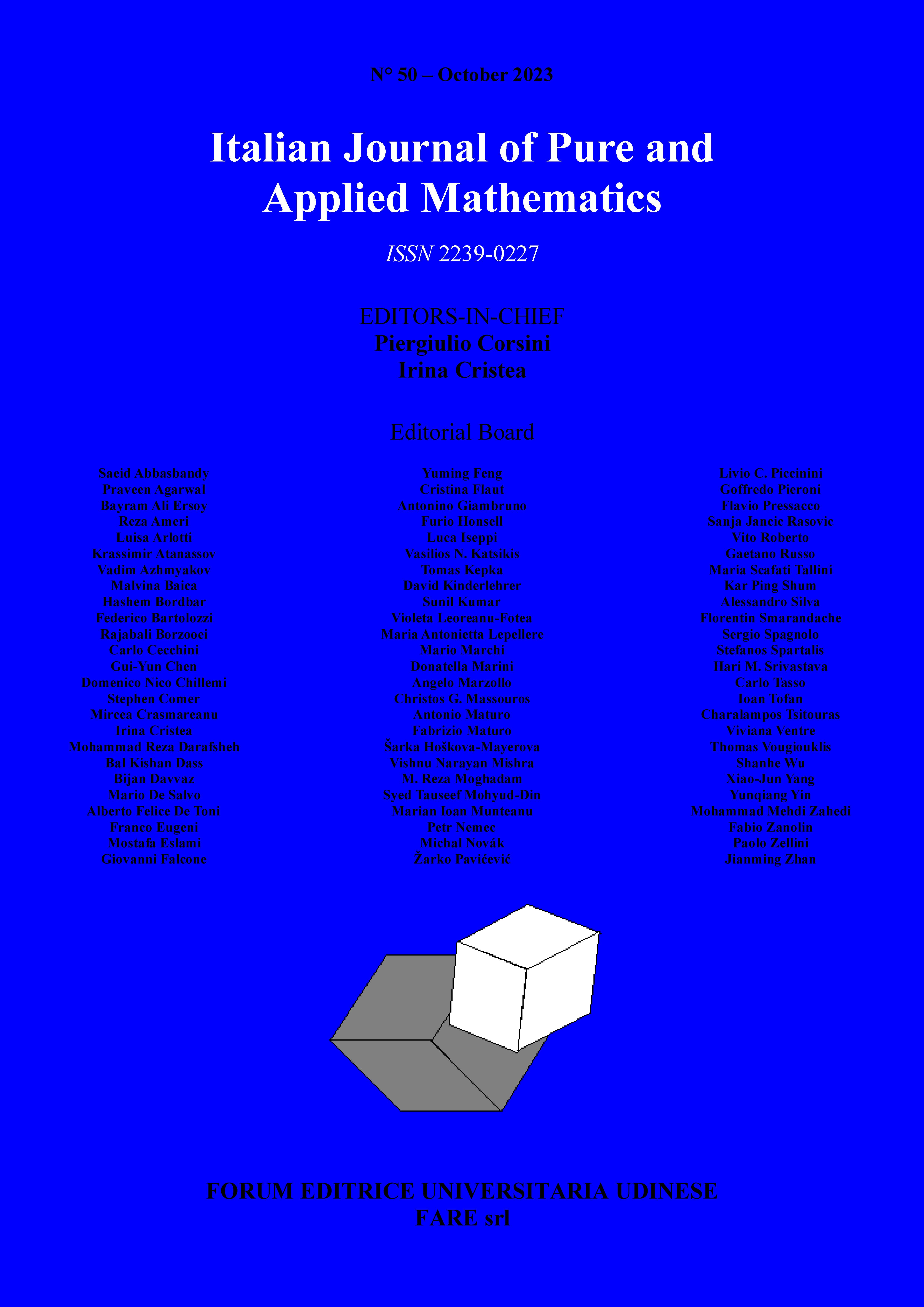 Cover of n°50 Italian Journal of Pure and Applied Mathematics
