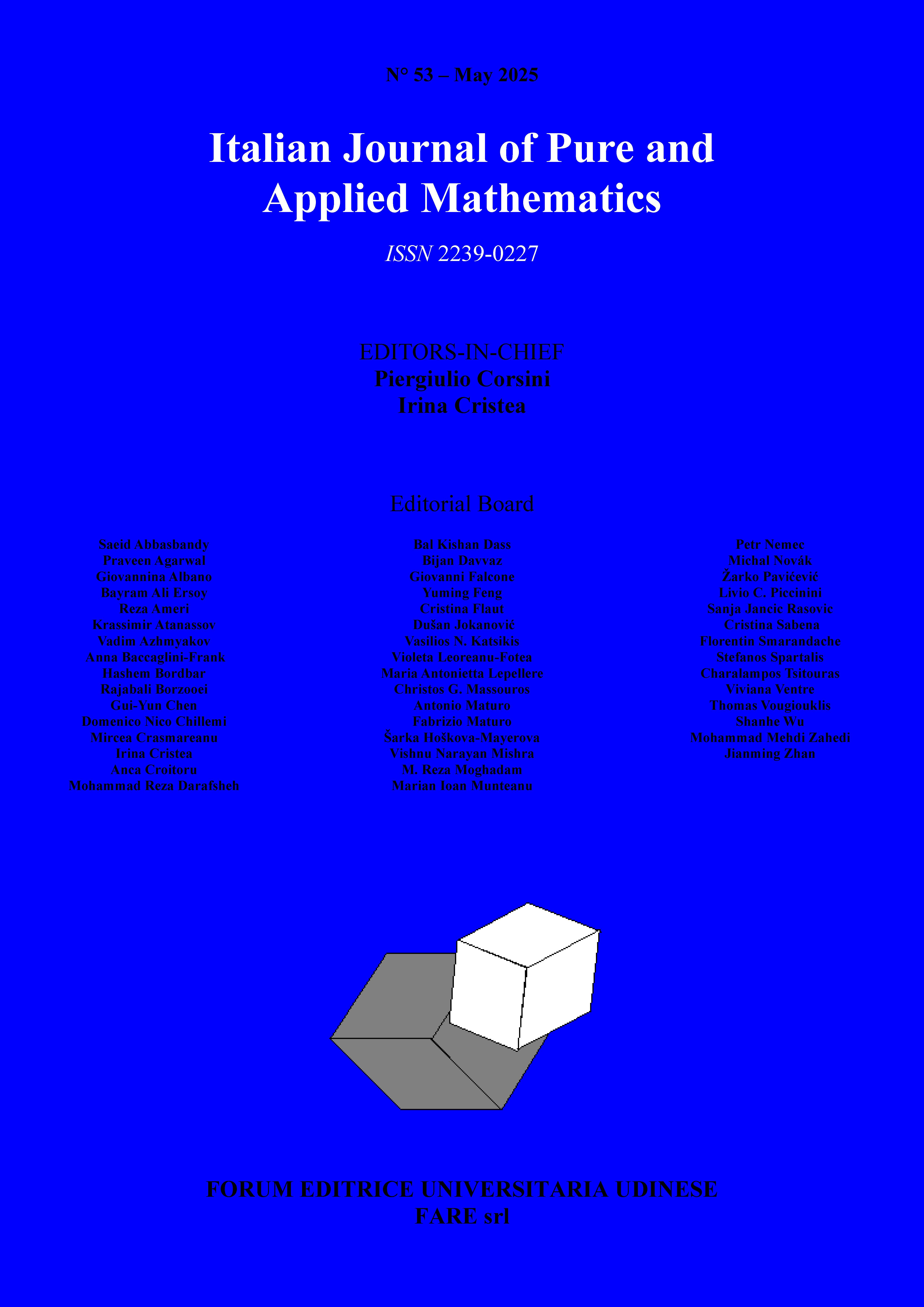 Cover of n°53 Italian Journal of Pure and Applied Mathematics